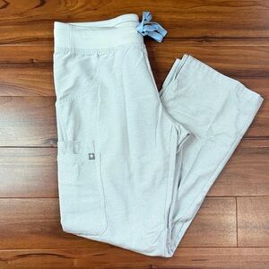 Light Space Gray Scrub Pants with Blue Tie